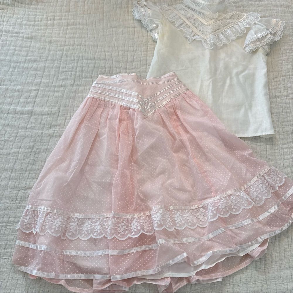 Vintage Gunne Sax Girls Size 10 Bundle Of Skirt & Top Cottage Core, Frilly FLAWS